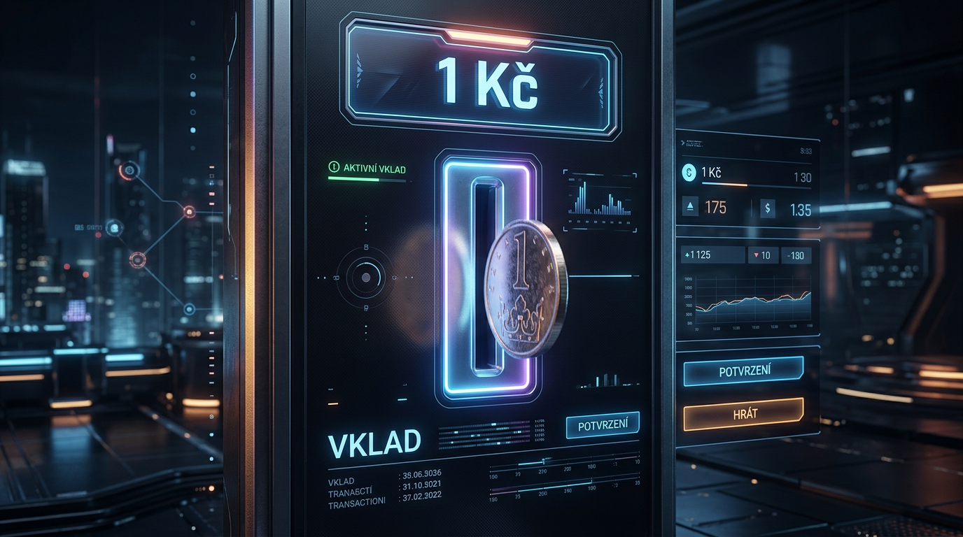 Symbolická vizualizace vkladu 1 Kč do digitálního casina pomocí české koruny